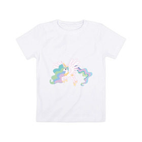 Детская футболка хлопок с принтом Принцесса Селестия в Тюмени, 100% хлопок | круглый вырез горловины, полуприлегающий силуэт, длина до линии бедер | Тематика изображения на принте: my little pony | мой маленький пони | пони | селестия