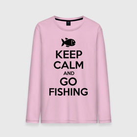 Мужской лонгслив хлопок с принтом Keep calm and go fishing в Тюмени, 100% хлопок |  | fishing | keep calm | рыбак | рыбалка | рыбачить | сохраняй спокойствие