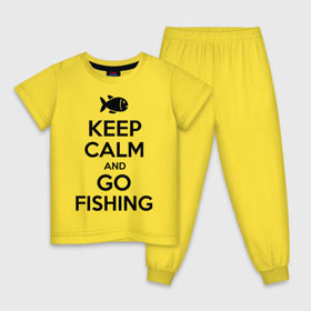 Детская пижама хлопок с принтом Keep calm and go fishing в Тюмени, 100% хлопок |  брюки и футболка прямого кроя, без карманов, на брюках мягкая резинка на поясе и по низу штанин
 | fishing | keep calm | рыбак | рыбалка | рыбачить | сохраняй спокойствие