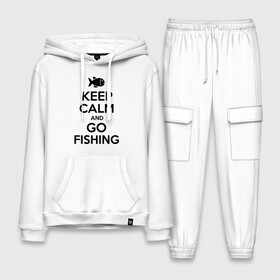 Мужской костюм хлопок с толстовкой с принтом Keep calm and go fishing в Тюмени,  |  | fishing | keep calm | рыбак | рыбалка | рыбачить | сохраняй спокойствие