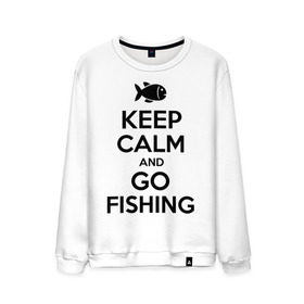Мужской свитшот хлопок с принтом Keep calm and go fishing в Тюмени, 100% хлопок |  | Тематика изображения на принте: fishing | keep calm | рыбак | рыбалка | рыбачить | сохраняй спокойствие