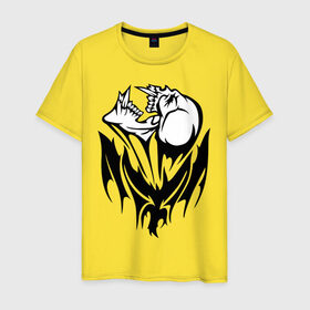Мужская футболка хлопок с принтом Крылатая смерть в Тюмени, 100% хлопок | прямой крой, круглый вырез горловины, длина до линии бедер, слегка спущенное плечо. | демон | крылатая | череп