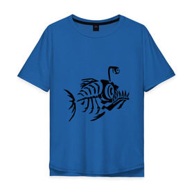 Мужская футболка хлопок Oversize с принтом Скелет глубоководной рыбы в Тюмени, 100% хлопок | свободный крой, круглый ворот, “спинка” длиннее передней части | скелет
