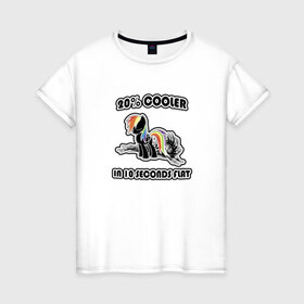 Женская футболка хлопок с принтом Rainbow Dash Black&Color в Тюмени, 100% хлопок | прямой крой, круглый вырез горловины, длина до линии бедер, слегка спущенное плечо | 