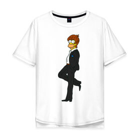 Мужская футболка хлопок Oversize с принтом Мистер Симпсон в Тюмени, 100% хлопок | свободный крой, круглый ворот, “спинка” длиннее передней части | гомер