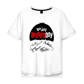 Мужская футболка хлопок Oversize с принтом Beatles day в Тюмени, 100% хлопок | свободный крой, круглый ворот, “спинка” длиннее передней части | 