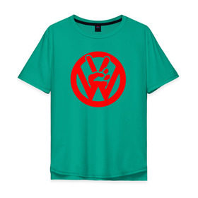 Мужская футболка хлопок Oversize с принтом vw peace в Тюмени, 100% хлопок | свободный крой, круглый ворот, “спинка” длиннее передней части | 