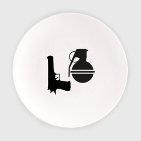 Тарелка с принтом Love guns в Тюмени, фарфор | диаметр - 210 мм
диаметр для нанесения принта - 120 мм | день святого валентина | любовь | оружие | символ