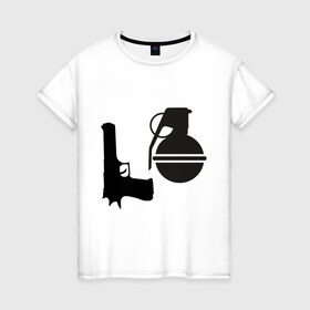Женская футболка хлопок с принтом Love guns в Тюмени, 100% хлопок | прямой крой, круглый вырез горловины, длина до линии бедер, слегка спущенное плечо | день святого валентина | любовь | оружие | символ