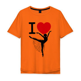 Мужская футболка хлопок Oversize с принтом Я люблю балет в Тюмени, 100% хлопок | свободный крой, круглый ворот, “спинка” длиннее передней части | 