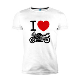 Мужская футболка премиум с принтом Я люблю спортивные мотоциклы в Тюмени, 92% хлопок, 8% лайкра | приталенный силуэт, круглый вырез ворота, длина до линии бедра, короткий рукав | 