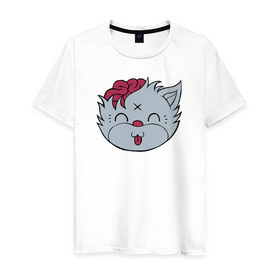 Мужская футболка хлопок с принтом Drop Dead Kitty в Тюмени, 100% хлопок | прямой крой, круглый вырез горловины, длина до линии бедер, слегка спущенное плечо. | Тематика изображения на принте: 