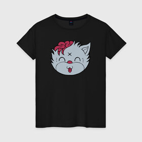 Женская футболка хлопок с принтом Drop Dead Kitty в Тюмени, 100% хлопок | прямой крой, круглый вырез горловины, длина до линии бедер, слегка спущенное плечо | 