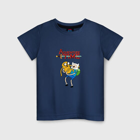 Детская футболка хлопок с принтом Adventure Time Fin and Jake в Тюмени, 100% хлопок | круглый вырез горловины, полуприлегающий силуэт, длина до линии бедер | 