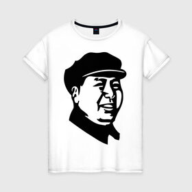 Женская футболка хлопок с принтом Мао в Тюмени, 100% хлопок | прямой крой, круглый вырез горловины, длина до линии бедер, слегка спущенное плечо | китай | кнр | мао | цзедун