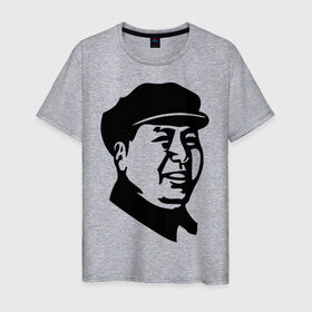 Мужская футболка хлопок с принтом Мао в Тюмени, 100% хлопок | прямой крой, круглый вырез горловины, длина до линии бедер, слегка спущенное плечо. | китай | кнр | мао | цзедун