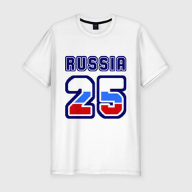 Мужская футболка премиум с принтом Russia - 25 (Приморский край) в Тюмени, 92% хлопок, 8% лайкра | приталенный силуэт, круглый вырез ворота, длина до линии бедра, короткий рукав | 