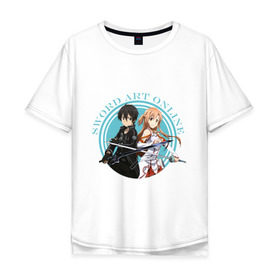 Мужская футболка хлопок Oversize с принтом Sword Art Online в Тюмени, 100% хлопок | свободный крой, круглый ворот, “спинка” длиннее передней части | anime | asuna | kirito | sao | sword art online | аниме | асуна | виртуальная реальность | игры | кирито | мечи | сворд арт онлайн