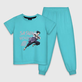 Детская пижама хлопок с принтом Саске Учиха в Тюмени, 100% хлопок |  брюки и футболка прямого кроя, без карманов, на брюках мягкая резинка на поясе и по низу штанин
 | sasuke | дзютсу | катана | саске | учиха | шаринган