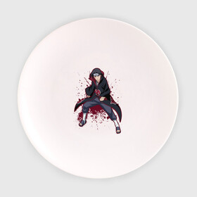 Тарелка 3D с принтом Итачи Учиха (пятно краски) в Тюмени, фарфор | диаметр - 210 мм
диаметр для нанесения принта - 120 мм | дзютсу | итачи | кровь | шаринган