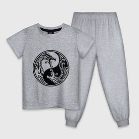 Детская пижама хлопок с принтом Два дракона Инь Янь в Тюмени, 100% хлопок |  брюки и футболка прямого кроя, без карманов, на брюках мягкая резинка на поясе и по низу штанин
 | дракон | инь | ян
