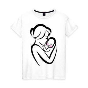 Женская футболка хлопок с принтом Лучшая мама на свете в Тюмени, 100% хлопок | прямой крой, круглый вырез горловины, длина до линии бедер, слегка спущенное плечо | лучшая мама | ребенок