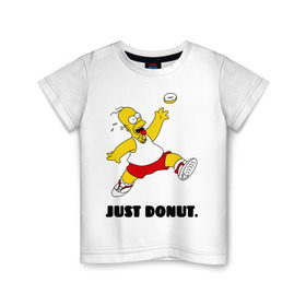 Детская футболка хлопок с принтом Гомер Симпсон - Только пончик в Тюмени, 100% хлопок | круглый вырез горловины, полуприлегающий силуэт, длина до линии бедер | гомер