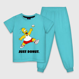 Детская пижама хлопок с принтом Гомер Симпсон - Только пончик в Тюмени, 100% хлопок |  брюки и футболка прямого кроя, без карманов, на брюках мягкая резинка на поясе и по низу штанин
 | гомер