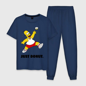 Мужская пижама хлопок с принтом Гомер Симпсон - Только пончик в Тюмени, 100% хлопок | брюки и футболка прямого кроя, без карманов, на брюках мягкая резинка на поясе и по низу штанин
 | гомер