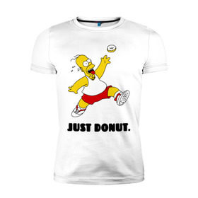 Мужская футболка премиум с принтом Гомер Симпсон - Только пончик в Тюмени, 92% хлопок, 8% лайкра | приталенный силуэт, круглый вырез ворота, длина до линии бедра, короткий рукав | гомер