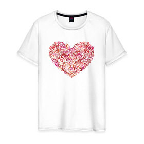Мужская футболка хлопок с принтом Изумительная роспись на сердце в Тюмени, 100% хлопок | прямой крой, круглый вырез горловины, длина до линии бедер, слегка спущенное плечо. | 