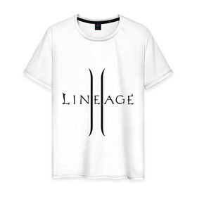 Мужская футболка хлопок с принтом Lineage logo в Тюмени, 100% хлопок | прямой крой, круглый вырез горловины, длина до линии бедер, слегка спущенное плечо. | Тематика изображения на принте: lineage | logo | игра | логотип