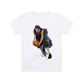 Детская футболка хлопок с принтом Aomine в Тюмени, 100% хлопок | круглый вырез горловины, полуприлегающий силуэт, длина до линии бедер | basket | kuroko no basket | kuroko no basuke | аниме | баскетбол | куроко | мяч | парни | спорт