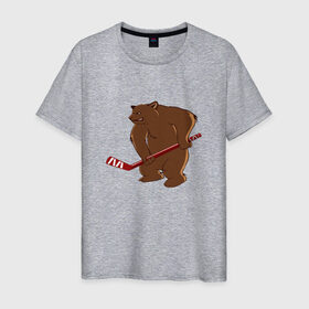 Мужская футболка хлопок с принтом медведь-спортсмен в Тюмени, 100% хлопок | прямой крой, круглый вырез горловины, длина до линии бедер, слегка спущенное плечо. | 