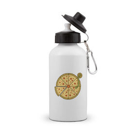 Бутылка спортивная с принтом Виниловая пицца в Тюмени, металл | емкость — 500 мл, в комплекте две пластиковые крышки и карабин для крепления | 