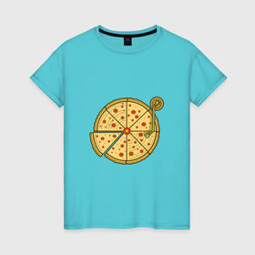 Женская футболка хлопок с принтом Виниловая пицца в Тюмени, 100% хлопок | прямой крой, круглый вырез горловины, длина до линии бедер, слегка спущенное плечо | 