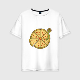 Женская футболка хлопок Oversize с принтом Виниловая пицца в Тюмени, 100% хлопок | свободный крой, круглый ворот, спущенный рукав, длина до линии бедер
 | 