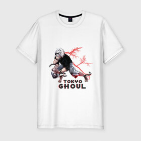 Мужская футболка премиум с принтом Tokyo Ghoul в Тюмени, 92% хлопок, 8% лайкра | приталенный силуэт, круглый вырез ворота, длина до линии бедра, короткий рукав | anime | tokyo | канеки | токийский гуль