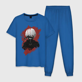 Мужская пижама хлопок с принтом Канеки гуль в Тюмени, 100% хлопок | брюки и футболка прямого кроя, без карманов, на брюках мягкая резинка на поясе и по низу штанин
 | anime | tokyo | гуль | канеки | токийский гуль