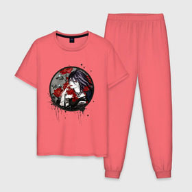 Мужская пижама хлопок с принтом Риза в Тюмени, 100% хлопок | брюки и футболка прямого кроя, без карманов, на брюках мягкая резинка на поясе и по низу штанин
 | tokyo ghoul | токийский гуль