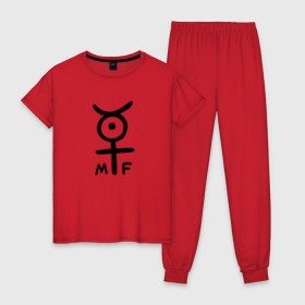 Женская пижама хлопок с принтом мистер фримен в Тюмени, 100% хлопок | брюки и футболка прямого кроя, без карманов, на брюках мягкая резинка на поясе и по низу штанин | @