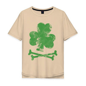 Мужская футболка хлопок Oversize с принтом Клевер в Тюмени, 100% хлопок | свободный крой, круглый ворот, “спинка” длиннее передней части | st. patrick day | горшок золота | день святого патрика | зеленый | ирландия | клевер | лепрекон | праздники | радуга | трилистник