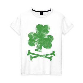 Женская футболка хлопок с принтом Клевер в Тюмени, 100% хлопок | прямой крой, круглый вырез горловины, длина до линии бедер, слегка спущенное плечо | st. patrick day | горшок золота | день святого патрика | зеленый | ирландия | клевер | лепрекон | праздники | радуга | трилистник