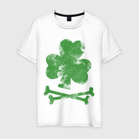 Мужская футболка хлопок с принтом Клевер в Тюмени, 100% хлопок | прямой крой, круглый вырез горловины, длина до линии бедер, слегка спущенное плечо. | st. patrick day | горшок золота | день святого патрика | зеленый | ирландия | клевер | лепрекон | праздники | радуга | трилистник