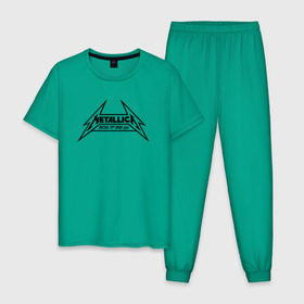 Мужская пижама хлопок с принтом Metallica logo в Тюмени, 100% хлопок | брюки и футболка прямого кроя, без карманов, на брюках мягкая резинка на поясе и по низу штанин
 | Тематика изображения на принте: металлика