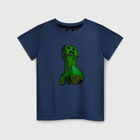 Детская футболка хлопок с принтом Minecraft крипер в Тюмени, 100% хлопок | круглый вырез горловины, полуприлегающий силуэт, длина до линии бедер | крипер