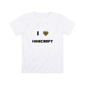 Детская футболка хлопок с принтом Minecraft сердце в Тюмени, 100% хлопок | круглый вырез горловины, полуприлегающий силуэт, длина до линии бедер | Тематика изображения на принте: 