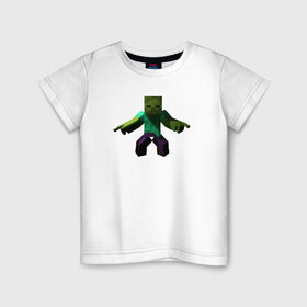 Детская футболка хлопок с принтом Minecraft зомби в Тюмени, 100% хлопок | круглый вырез горловины, полуприлегающий силуэт, длина до линии бедер | зомби