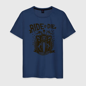 Мужская футболка хлопок с принтом Ride or Die в Тюмени, 100% хлопок | прямой крой, круглый вырез горловины, длина до линии бедер, слегка спущенное плечо. | америка | легенда | мото | мотоцикл