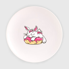 Тарелка с принтом Зайка в Тюмени, фарфор | диаметр - 210 мм
диаметр для нанесения принта - 120 мм | бублик | зайка | заяц | кролик | милаха | пончик